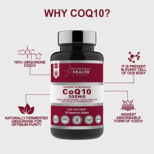 Ubiquinone Coenzyme Q10 300mg Softgel Capsules, 120 Super Strength Vegan Friendly The Intelligent HealthUS supplements