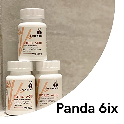 Panda 6ix Boric Acid Vaginal Suppositories 30 Capsules, 600mg Made in The USA- Feminine Health Support Panda 6ixAu supplements
