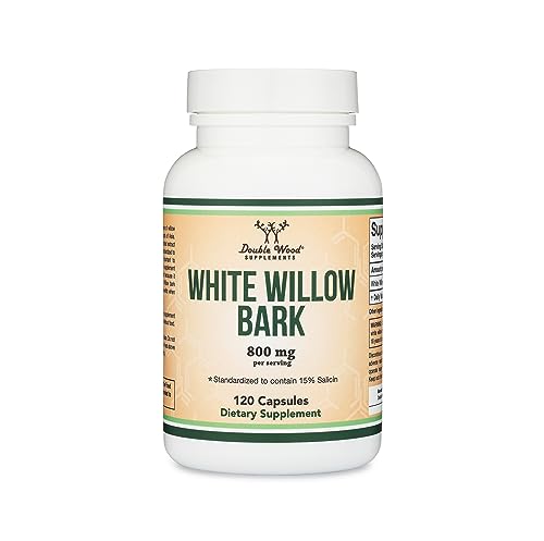 White Willow Bark Capsules 800mg per Serving, 120 Count (Willow Bark Extract Std. Double Wood SupplementsAu supplements