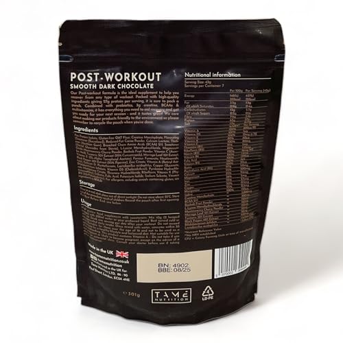 Vegan Post Workout Protein Powder | Dark Chocolate | 301g | Tame Nutrition Tame NutritionAu supplements