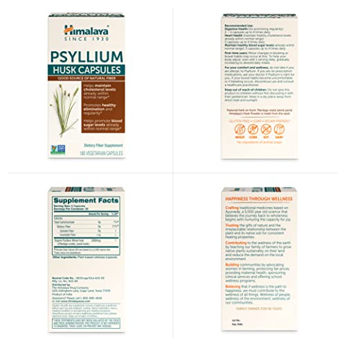 Himalaya Psyllium Husk Capsules, Natural Daily Fiber Supplement, Regularity, Constipation HimalayaUS supplements