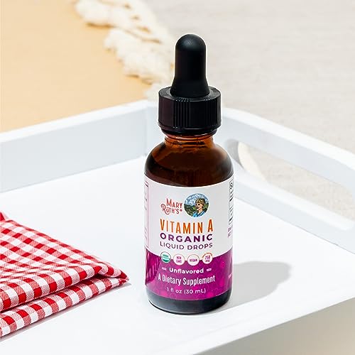 MaryRuth Organics USDA Organic Vitamin A Liquid Drops | 3 Month Supply | Bone Health for Ages 14+ | Essential Vitamin | 750mcg per Serving | Sugar Free | Vegan | Non-GMO | Gluten Free | 1oz MARYRUTH'SUS supplements