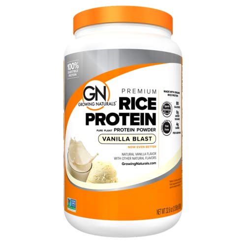 Growing Naturals | Vanilla Rice Powder 15g Plant Protein | 2.8G BCAA, Low-Carb Growing NaturalsUS supplements