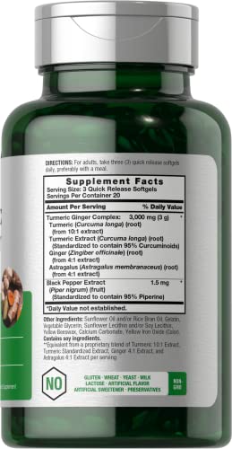 Turmeric and Ginger Supplement 3000 mg | 60 Softgel Capsules | Turmeric Curcumin Complex HorbäachAu supplements