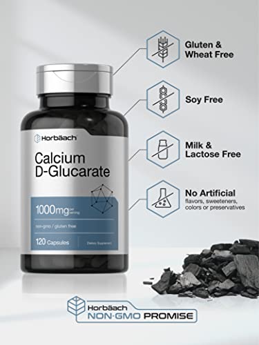 Calcium D-Glucarate 1000mg | 120 Capsules | Non-GMO, Gluten Free Supplement HorbäachUS supplements