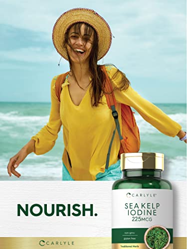 Sea Kelp Iodine Supplement | 225mcg | 300 Tablets | Non-GMO, Gluten Free | Traditional CarlyleAu supplements