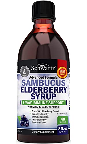Elderberry Syrup for Kids and Adults - Natural Immune Support with Zinc and Vitamin C BioSchwartzUS supplements