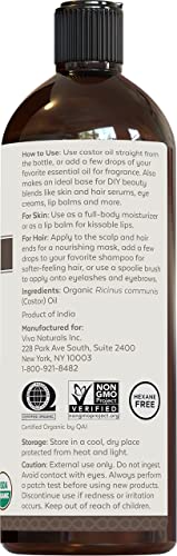 Viva Naturals Organic Castor Oil, 16 fl oz - Cold Pressed Castor Oil for Skin, Hair and Lashes - Traditionally Viva NaturalsAu supplements