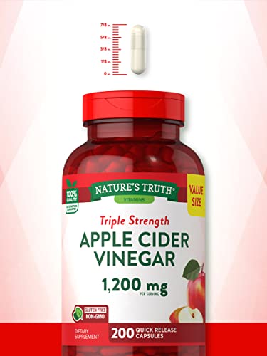 Nature's Truth Apple Cider Vinegar Capsules | 1200mg | 200 Pills | Extra Strength | Value Size Nature's TruthUS supplements