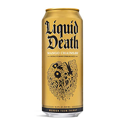 Liquid Death Flavored Sparkling Water with Agave, Mango Chainsaw, 16.9 oz Tallboys Liquid DeathUS supplements