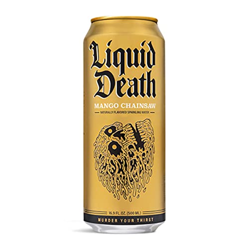 Liquid Death Flavored Sparkling Water with Agave, Mango Chainsaw, 16.9 oz Tallboys Liquid DeathUS supplements