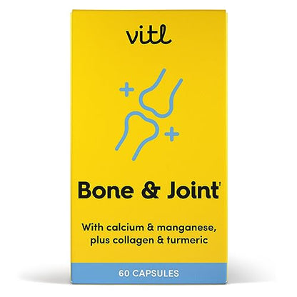 Vitl Bone & Joint Supplement - 60 Capsules - with Calcium, Manganese, Hydrolysed Type II Collagen & Turmeric - Maintenance for Joints, Bones VITLUS supplements