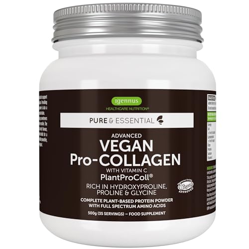 Vegan Collagen Powder, Plant-Based Peptide Protein Supplement with Glycine, 21 Amino Acids & Vitamin C, Complete Collagen Igennus Healthcare NutritionAu supplements
