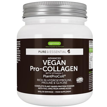 Vegan Collagen Powder, Plant-Based Peptide Protein Supplement with Glycine, 21 Amino Acids & Vitamin C, Complete Collagen Igennus Healthcare NutritionUS supplements