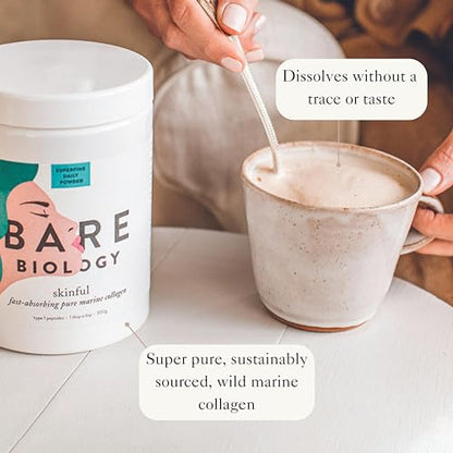 Bare Biology Collagen Powder, 300g/60 Servings - Skinful Pure Marine Collagen Supplement for Skin Bare BiologyUS supplements