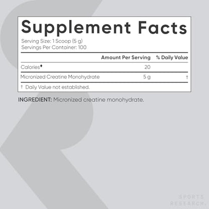 Sports Research Creatine Monohydrate - Gain Lean Muscle, Improve Performance Sports ResearchUS supplements