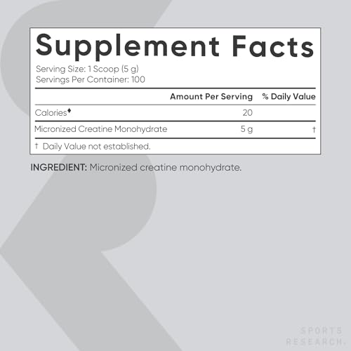 Sports Research Creatine Monohydrate - Gain Lean Muscle, Improve Performance Sports ResearchUS supplements