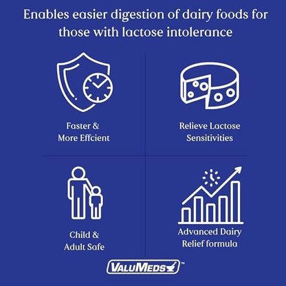 ValuMeds Fast Acting Dairy Relief Lactose Enzymes, 120 Softgels, Help Prevent Gas ValuMedsUS supplements