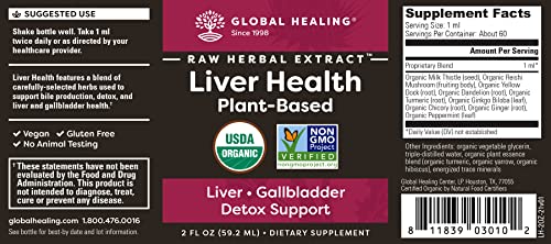 Global Healing Liver Health - Natural Vegan Liquid Drops Supplement Supports Liver Global Healing CenterAu supplements