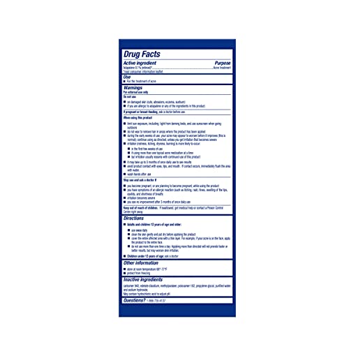 Differin Acne Treatment Gel, 30 Day Supply, Retinoid Treatment for Face DifferinAu supplements