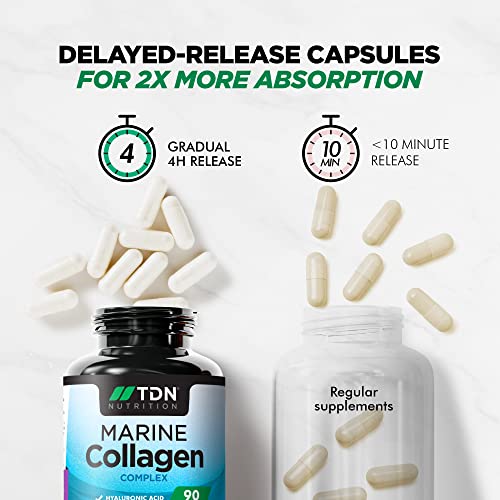 Marine Collagen Capsules 1400mg with Hyaluronic Acid, High Strength Collagen Supplement TDNAu supplements