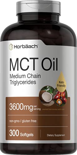 Keto MCT Oil Capsules 3600mg | 300 Softgels | Coconut Oil Pills | Non-GMO and Gluten HorbäachAu supplements