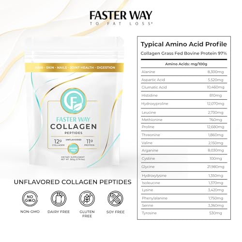 FASTer Way to Fat Loss, Unflavored, 360g Grass-Fed Beef Collagen Peptides for Skin FASTer Way to Fat LossAu supplements