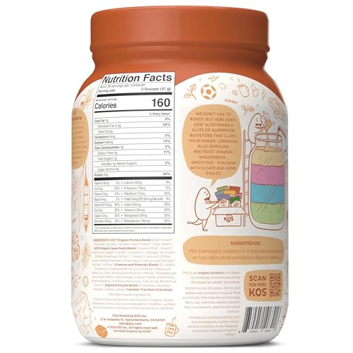 KOS Organic Vegan Protein Powder with 50mg Caffeine, Salted Caramel Coffee KOSUS supplements