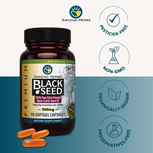 Amazing Herbs Premium Black Seed Oil Capsules - Cold Pressed Nigella Sativa Aids Amazing HerbsAu supplements