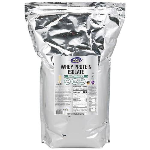 NOW Sports Nutrition, Whey Protein Isolate, 25 g With BCAAs, Creamy Vanilla Powder NOWUS supplements