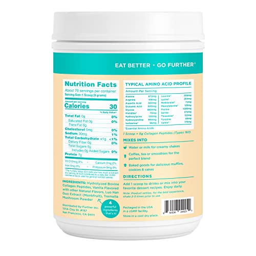Further Food Best Collagen Peptides Powder Vanilla Flavored Keto Grass-Fed Collagen Further FoodUS supplements