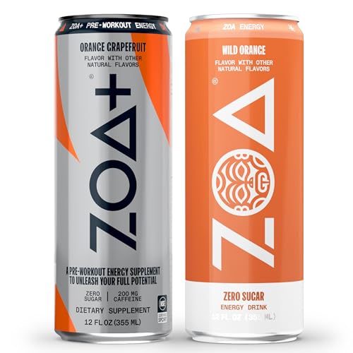 ZOA Energy Drink & ZOA+ Pre-Workout Bundle, Orange Grapefruit and Wild Orange, 12 Fl Oz ZOAAu supplements