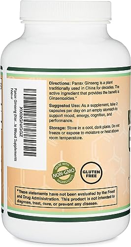 Ginseng Capsules (Korean Red Ginseng Extract, Panax Ginseng 10% Ginsenosides) Double Wood SupplementsUS supplements