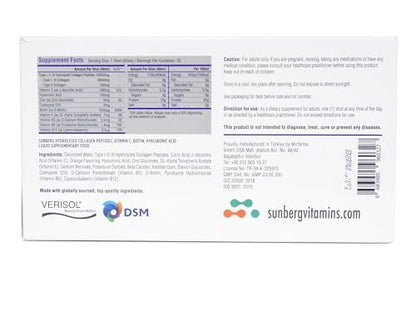 Sunberg Collagen Liquid Shots - 10000mg Collagen Supplement Type I,II,III Hyaluronic Acid BodygenixUS supplements