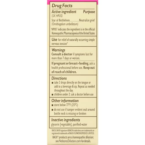 Bach Original Flower Remedies, Star of Bethlehem for Grief and Shock (Non-Alcohol Formula) BachAu supplements