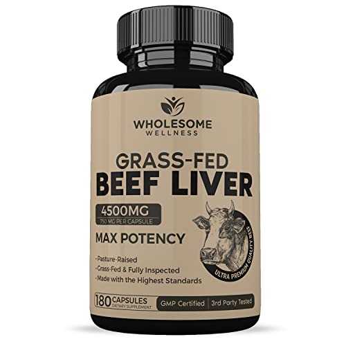 Grass Fed Desiccated Beef Liver Capsules (180 Pills, 750mg Each) - Natural Iron, Vitamin A Wholesome WellnessAu supplements