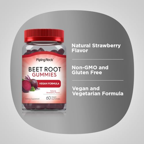 Beet Root Gummies | 60 Count | with Nitrates and Black Pepper Extract | Nitric Oxide Piping RockAu supplements