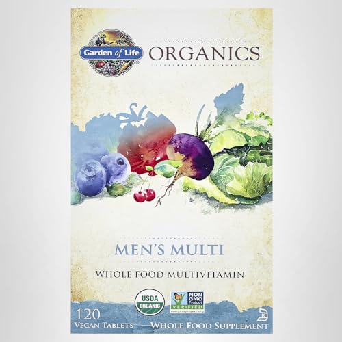Garden of Life Organics Whole Food Multivitamin for Men, 120 Tablets, Vegan Mens Vitamins and Minerals for Health and Well-Being, Certified Organic Vegan Multi Garden of LifeAu supplements