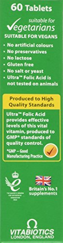 Vitabiotics Ultra Folic Acid Tablets 400 mcg Vitamin B9 with Vitamin B12-60 Tablets Vitabiotics UltraUS supplements