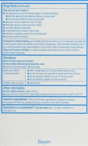 Aleve Caplets, Naproxen Sodium 220 mg (NSAID), Pain Reliever/Fever Reducer, #1 Orthopedic Surgeon Recommended, 270 Count AleveAu supplements