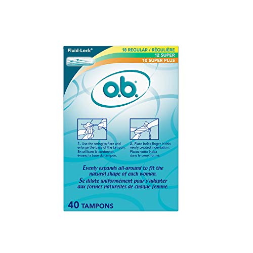 o.b. Tampons Multipack | Non-Applicator Tampon, Unscented | Regular/Super/Super Plus Tampons, 40ct o.b.Au supplements