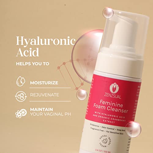 ZENZSUAL Feminine Foam Cleanser with Hyaluronic Acid and Organic Cranberry Extract – PH Balance ZENZSUALAu supplements