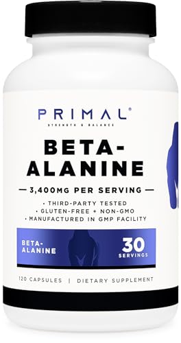 Primal Beta-Alanine Capsules 3400mg (30 Servings, 120 Capsules) - Supplement, Gluten PrimalAu supplements