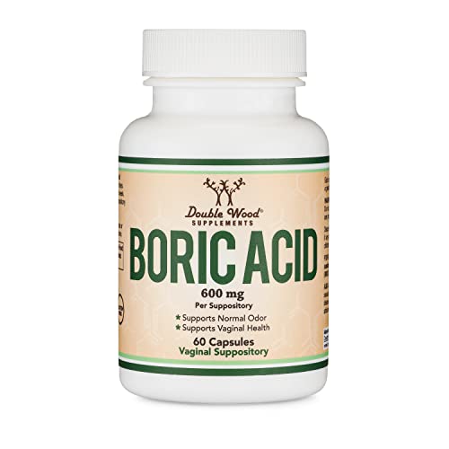 Boric Acid Vaginal Suppositories (600mg, 60 Count) Supports Vaginal pH Balance, Odor Control Double Wood SupplementsAu supplements
