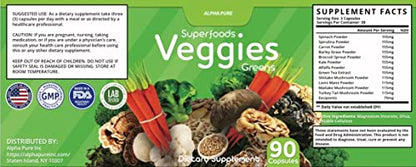 90 Capsules Each Bottle 540 Capsules superfoods Veggies Greens and Reds Fruits Triple Alpha PureUS supplements