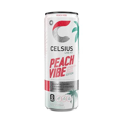 CELSIUS Sparkling Peach Vibe, Functional Essential Energy Drink 12 Fl Oz (Pack of 12) CELSIUSUS supplements