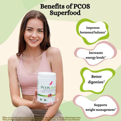PCOS Herbal Green Superfood Probiotic Powder Mix: Hormonal Balance, Energy Boost PCOS Herbal TeaUS supplements