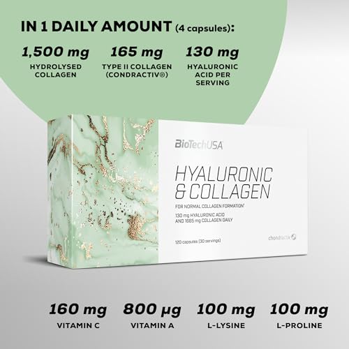 BioTechUSA Hyaluronic&Collagen, Food Supplement Capsules containing Collagen, hyaluronic Acid BioTechUSAAu supplements