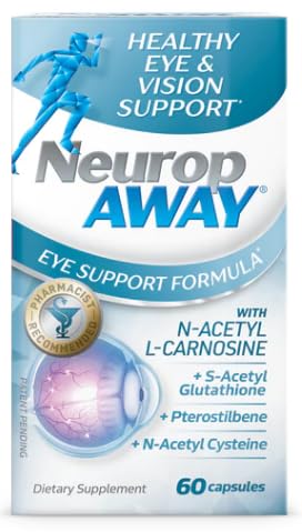 NeuropAWAY Eye Support Supplement 60CT with Lutein N-Acetyl L-Carnosine S-Acetyl Glutathione N-Acetyl Cystiene Pterostilbene Lycopene Zeaxanthin to Support Healthy Vision, Helps Blurry and Dry Eyes NeuropAWAYAu supplements