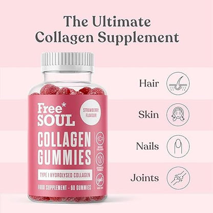 Collagen Gummies, Marine Collagen Supplement with Effective Type 1 Hydrolysed Collagen Peptides Free SoulUS supplements